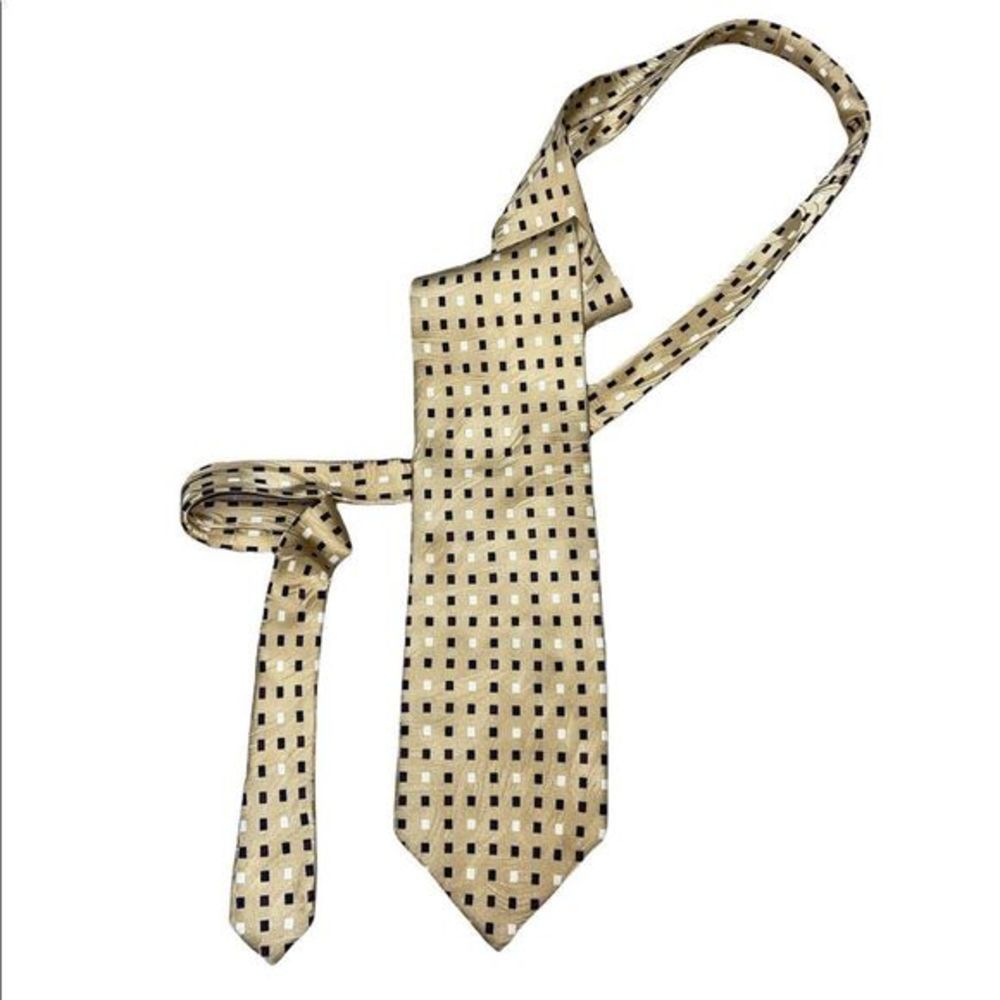 Gold Geometric Block‎ Pattern Ottimo Uomo Silk Tie
